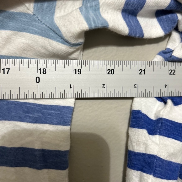 Talbots Women's Blouse SP White Blue Striped Cotton Nautical Casual Lagenlook - Picture 6 of 9